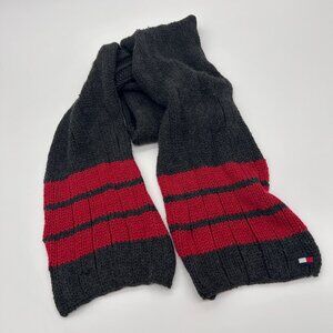 Tommy Hilfiger Scarf Blue Red Stripes 90 Vintage 72 inch Wool Blend